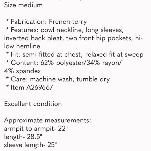 Logo cowl neck swing tunic, black medium. Never worn because I bought 2 alike. - Picture 3 of 3